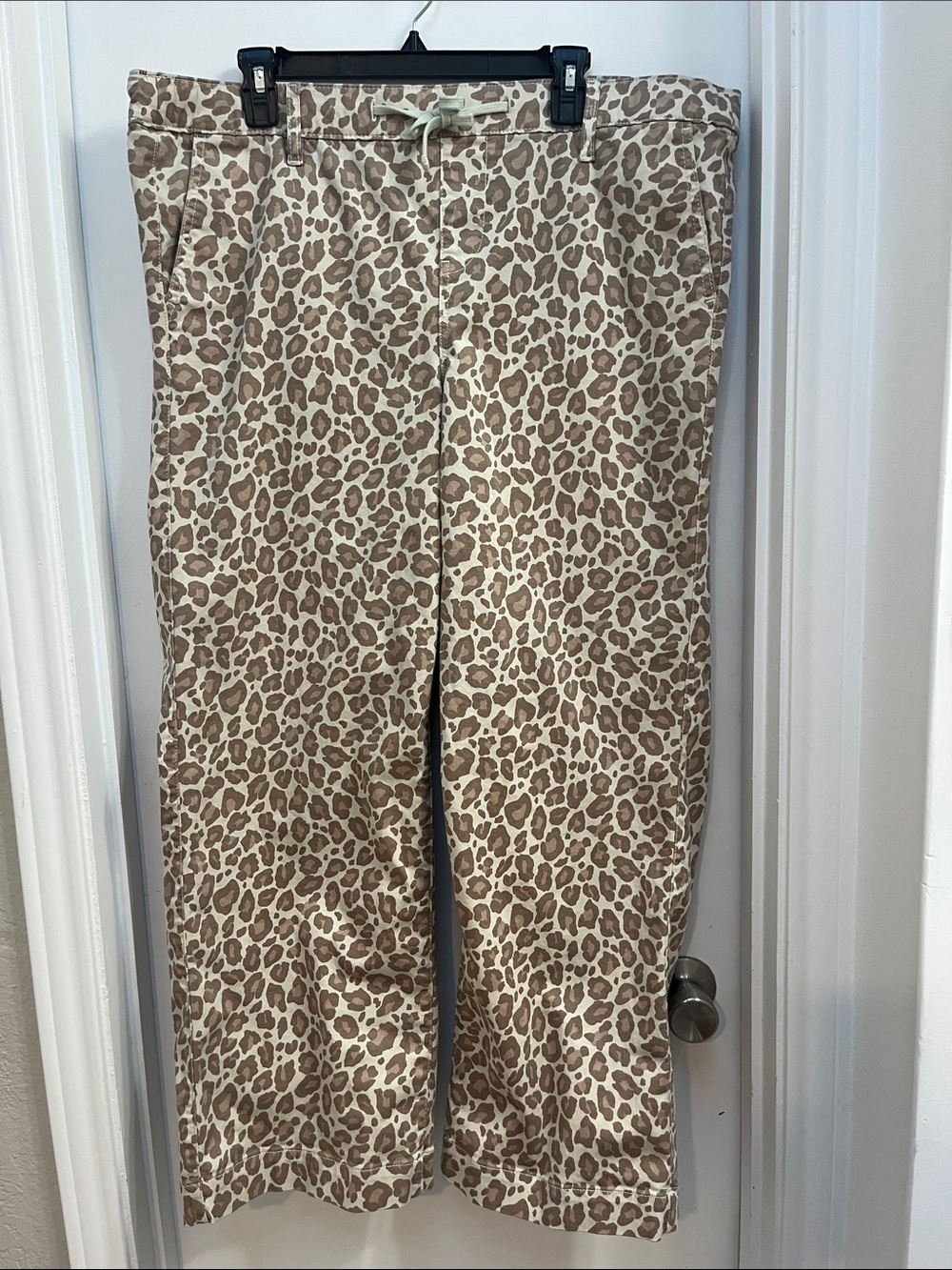 Torrid Leopard Print Wide-Leg Pants - Beige, Drawstring Waist, size 2 Regular